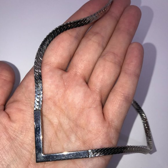 Avon Jewelry 2 Silver Tone Herringbone V Necklace Poshmark